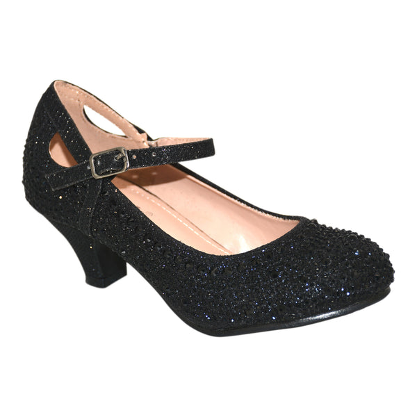 Girls black sparkle shoes deals
