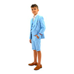 Ronaldo Sky Blue 3pc Skinny Designer Suit With Shorts