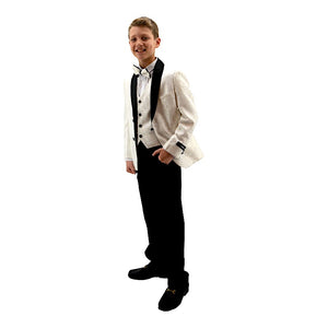 Ronaldo Designer White and Black Trim Tuxedo Suit