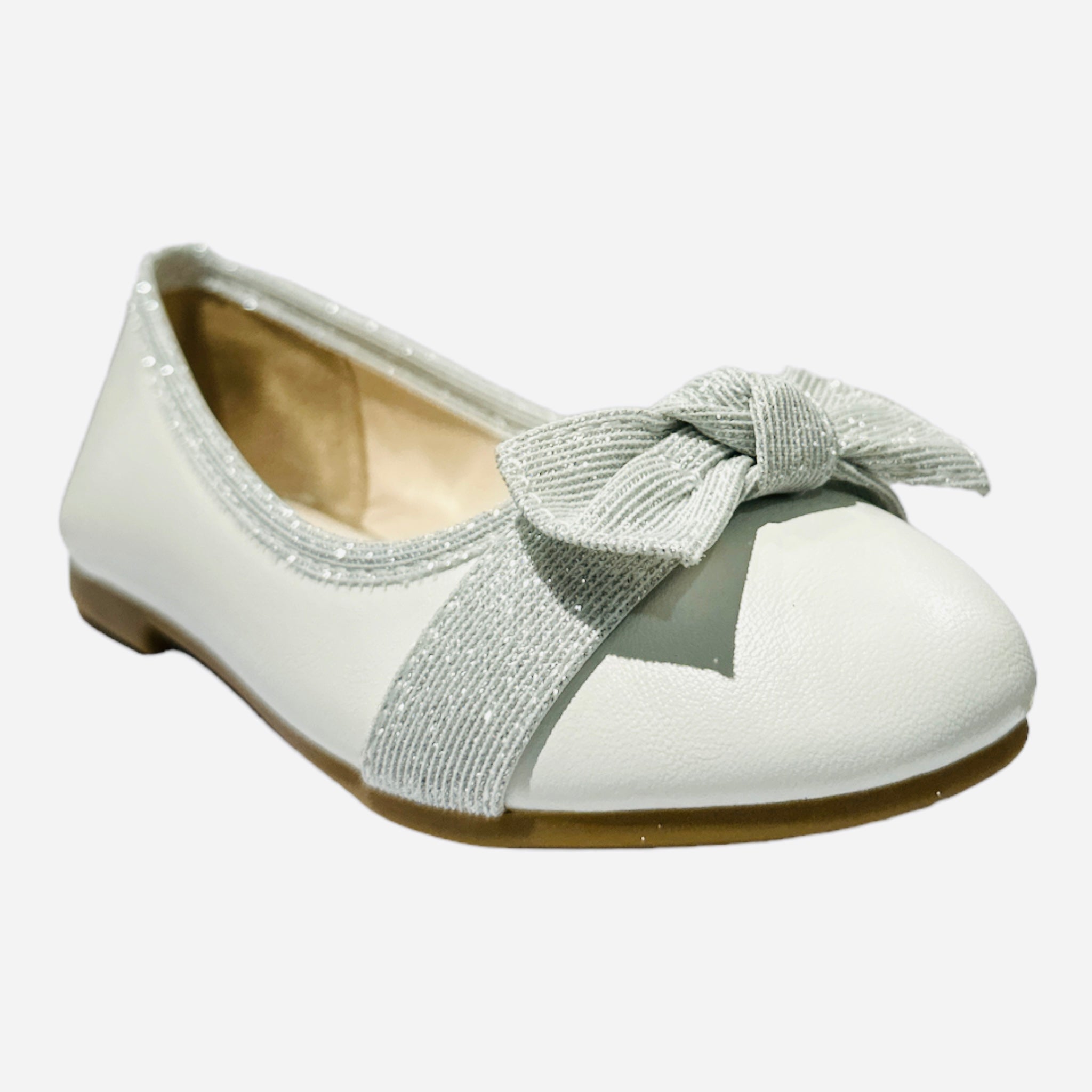 Girls White/Silver Communion flats