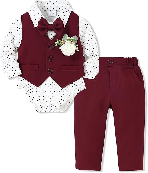 Paparazzi Burgundy Boys 5 pc Vest Set