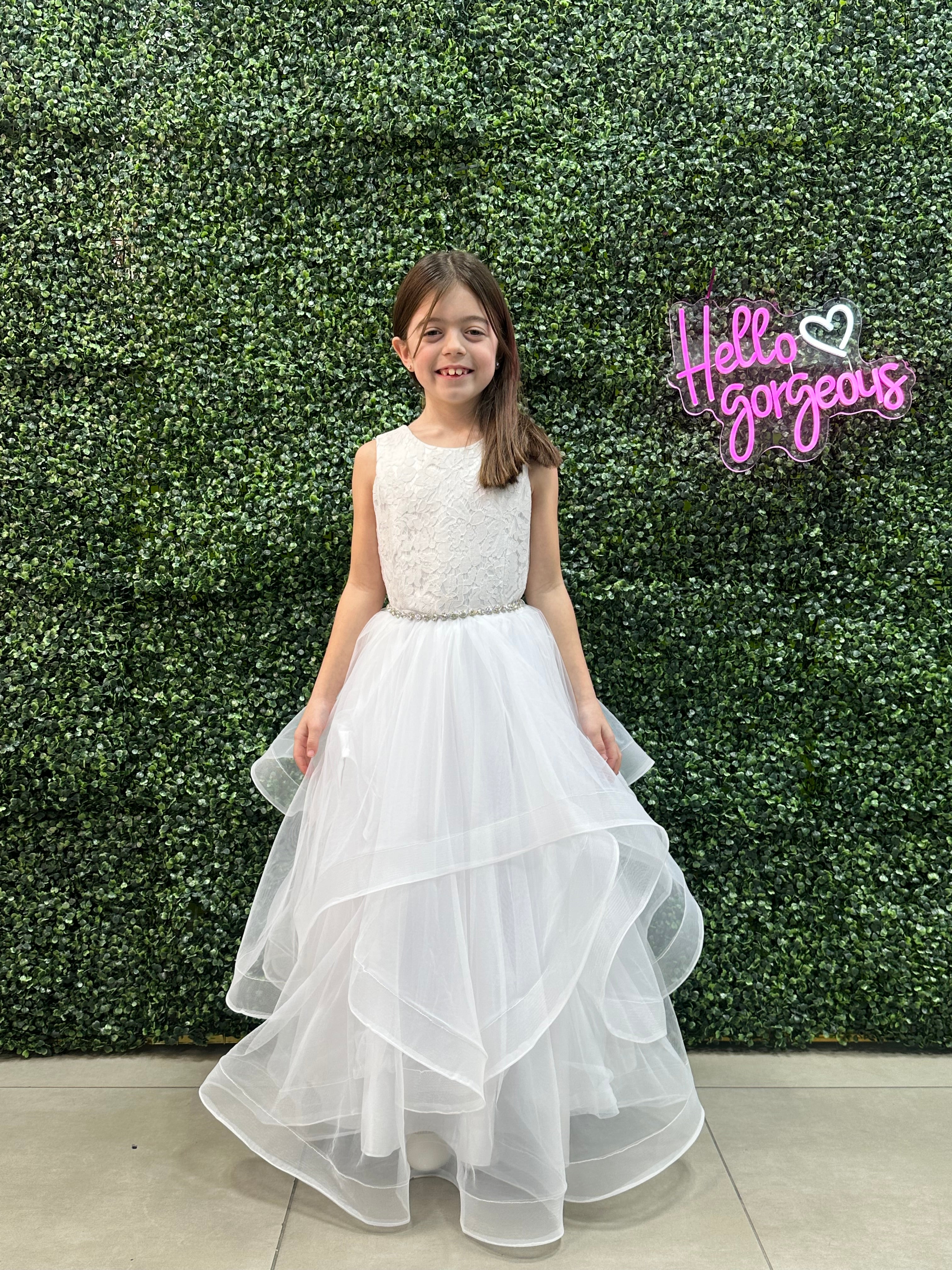 Paparazzi White Tulle Lace Bodice With Skirt