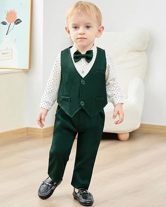 Paparazzi Forest Green Boys 5 pc Vest Set