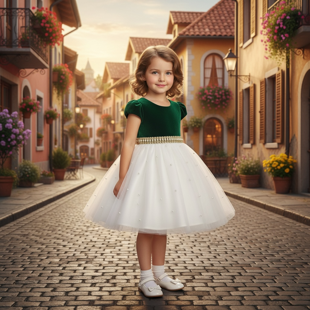 Paparazzi Emerald Green and Ivory Velvet Dress