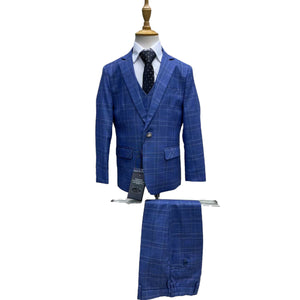 Ronaldo Blue Plaid 5 pc Suit