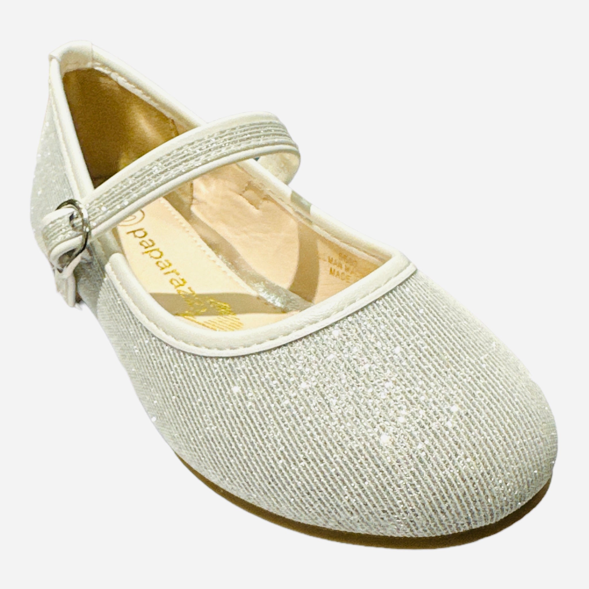 Girls Silver Glitter Communion Flats