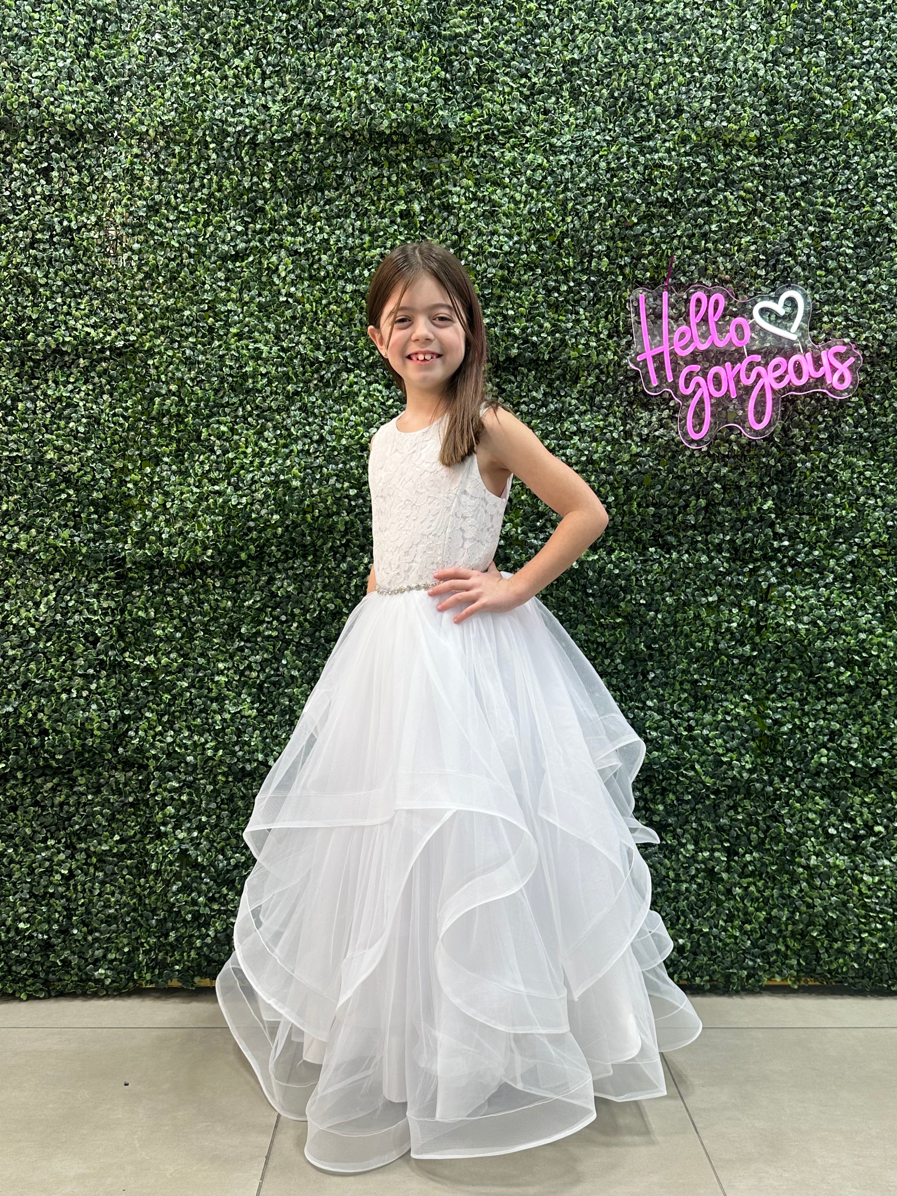 Paparazzi White Tulle Lace Bodice With Skirt