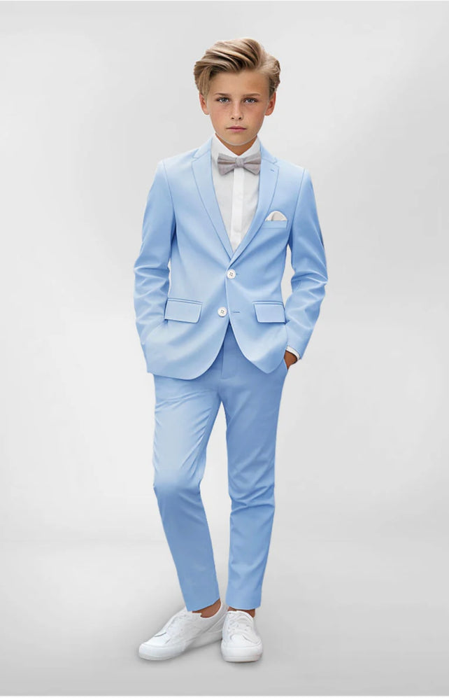Ronadlo Sky Blue  Slim Fit 5-Piece Suit Set