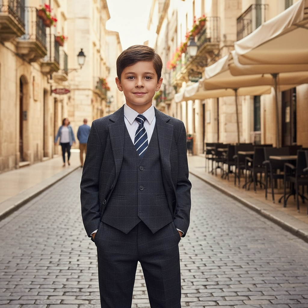 Ronaldo Charcoal Plaid 5 pc Suit