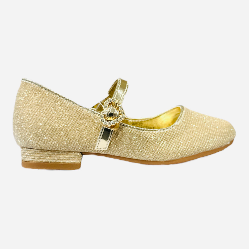 Girls Gold Glitter Communion Heel