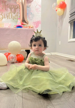 Sage ruffle dress