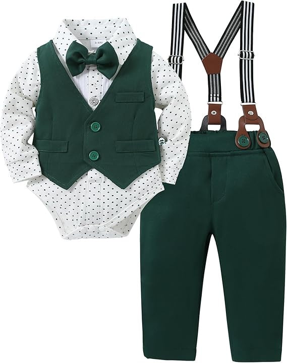 Paparazzi Forest Green Boys 5 pc Vest Set