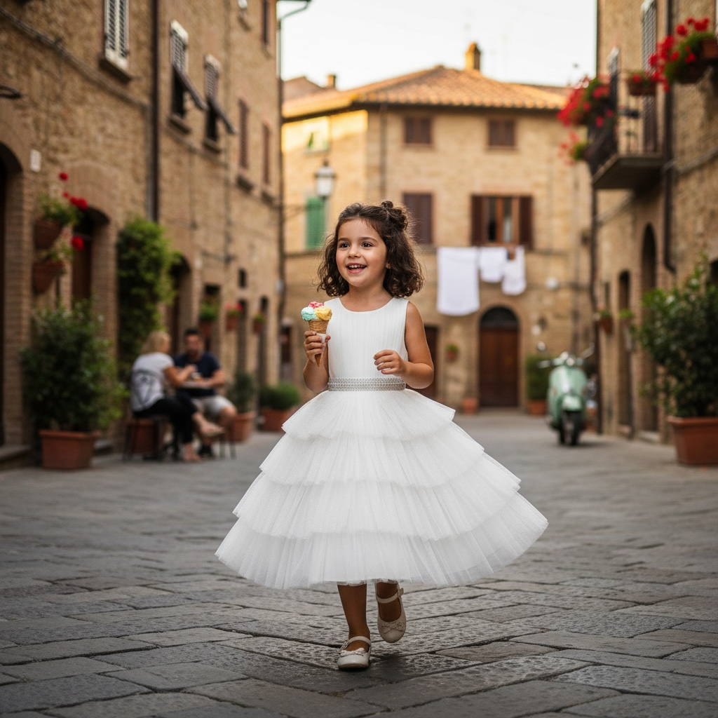 Paparazzi White Layered First Communion Dress