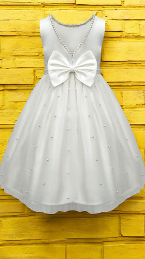 Paparazzi satin with pearl bodice First Communion Dress