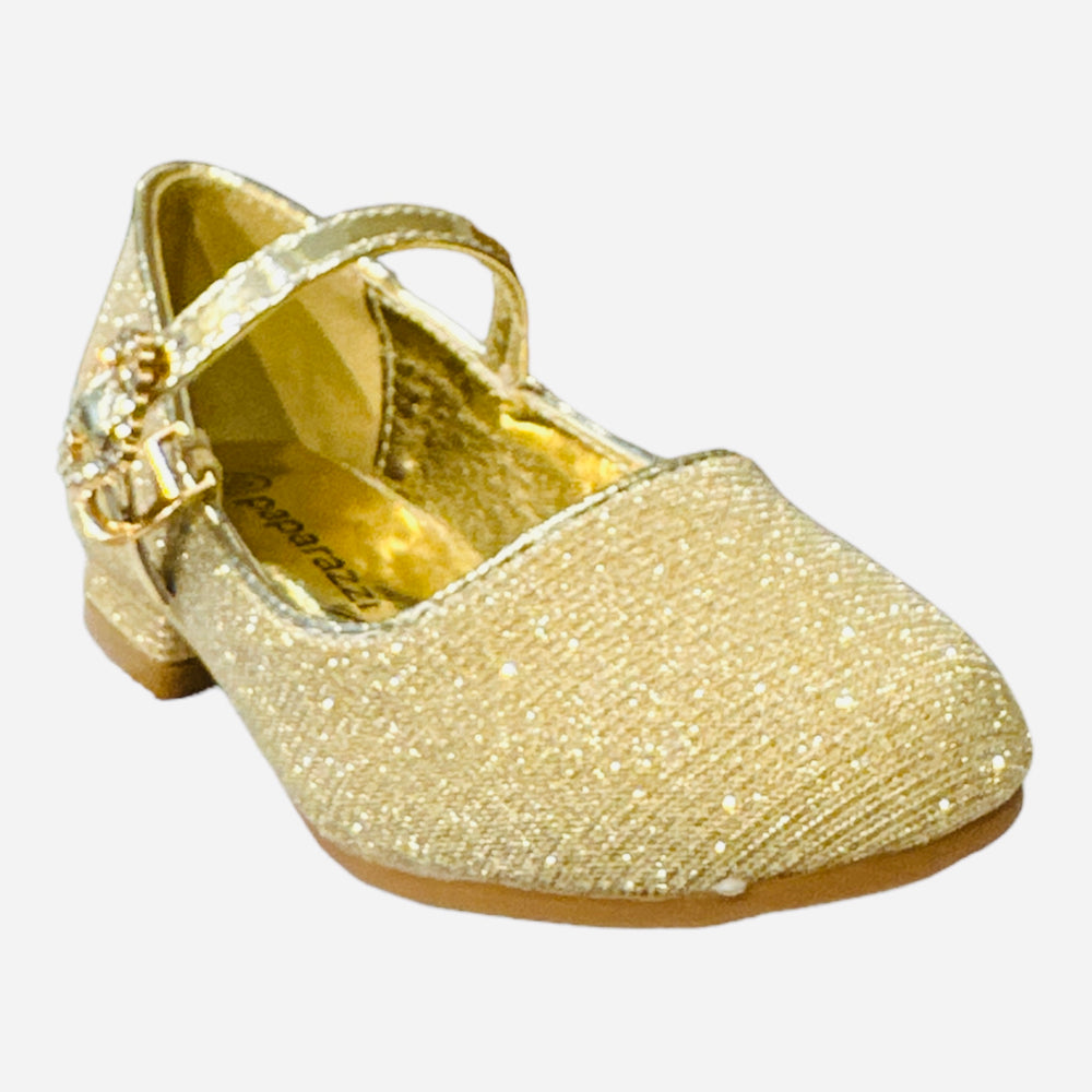 Girls Gold Glitter Communion Heel