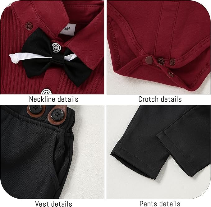 Paparazzi Black/Burgundy Boys 5 pc Vest Set