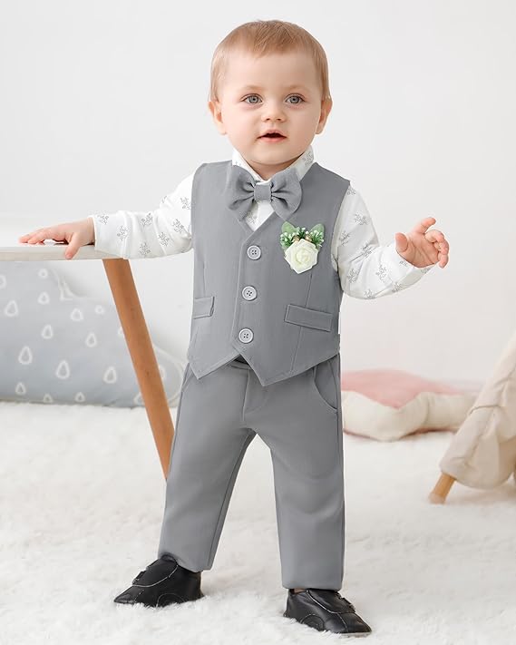 Paparazzi Business Grey  Boys 5 pc Vest Set