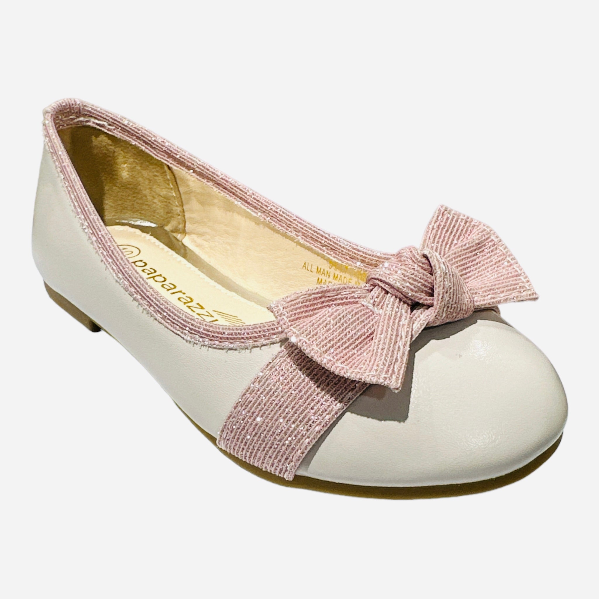 Girls White/Pink Communion flats