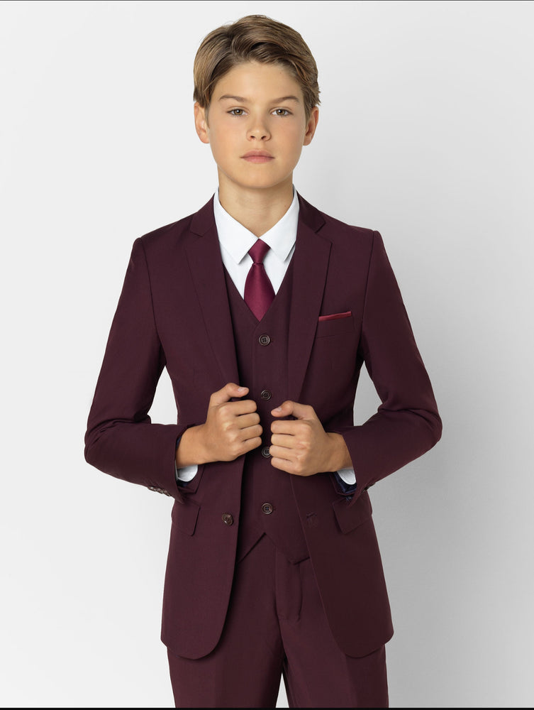Ronaldo Burgundy Slim Fit 5-Piece Suit Set