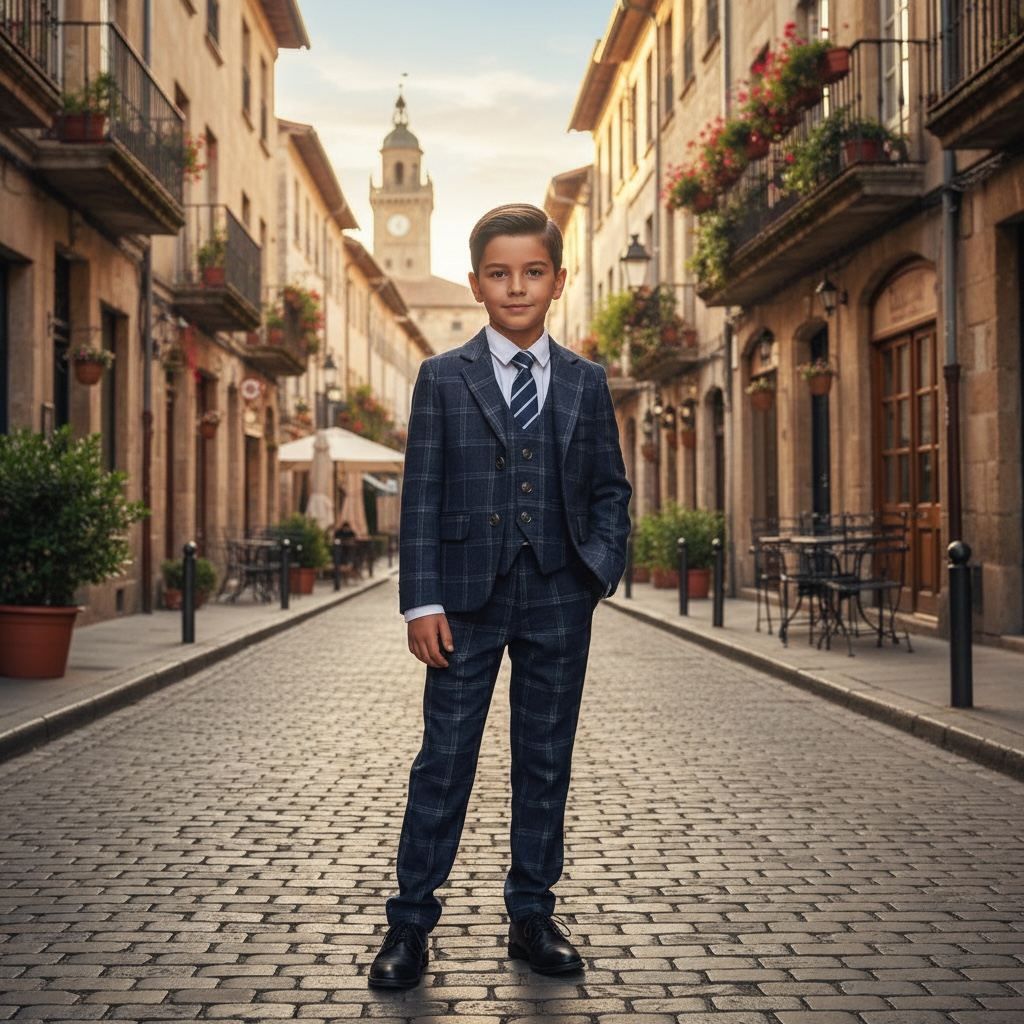 Ronaldo Black Charcoal Plaid 5 pc Suit