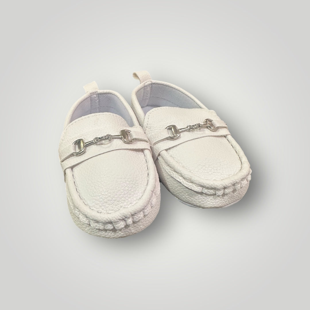 Boys Baby White Christening Loafers