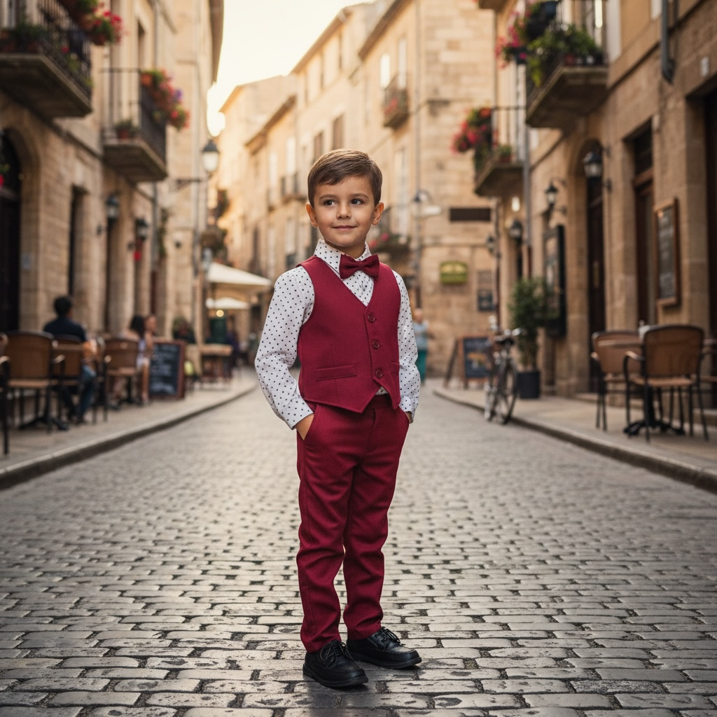 Paparazzi  Light Burgundy Boys 4pc Vest Set