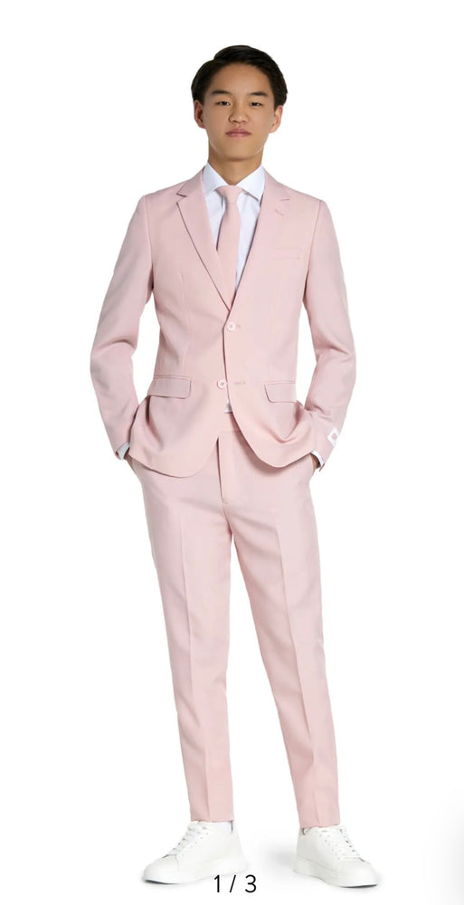 Ronaldo Powder Pink Slim Fit 5-Piece Suit Set