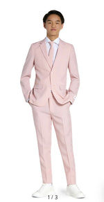 Ronaldo Powder Pink Slim Fit 5-Piece Suit Set