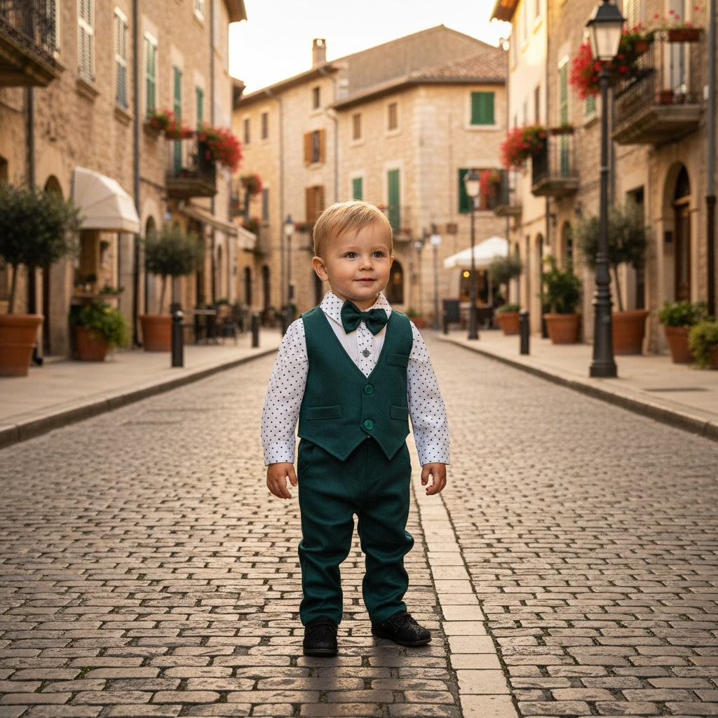 Paparazzi Forest  Green Boys 4pc Vest Set