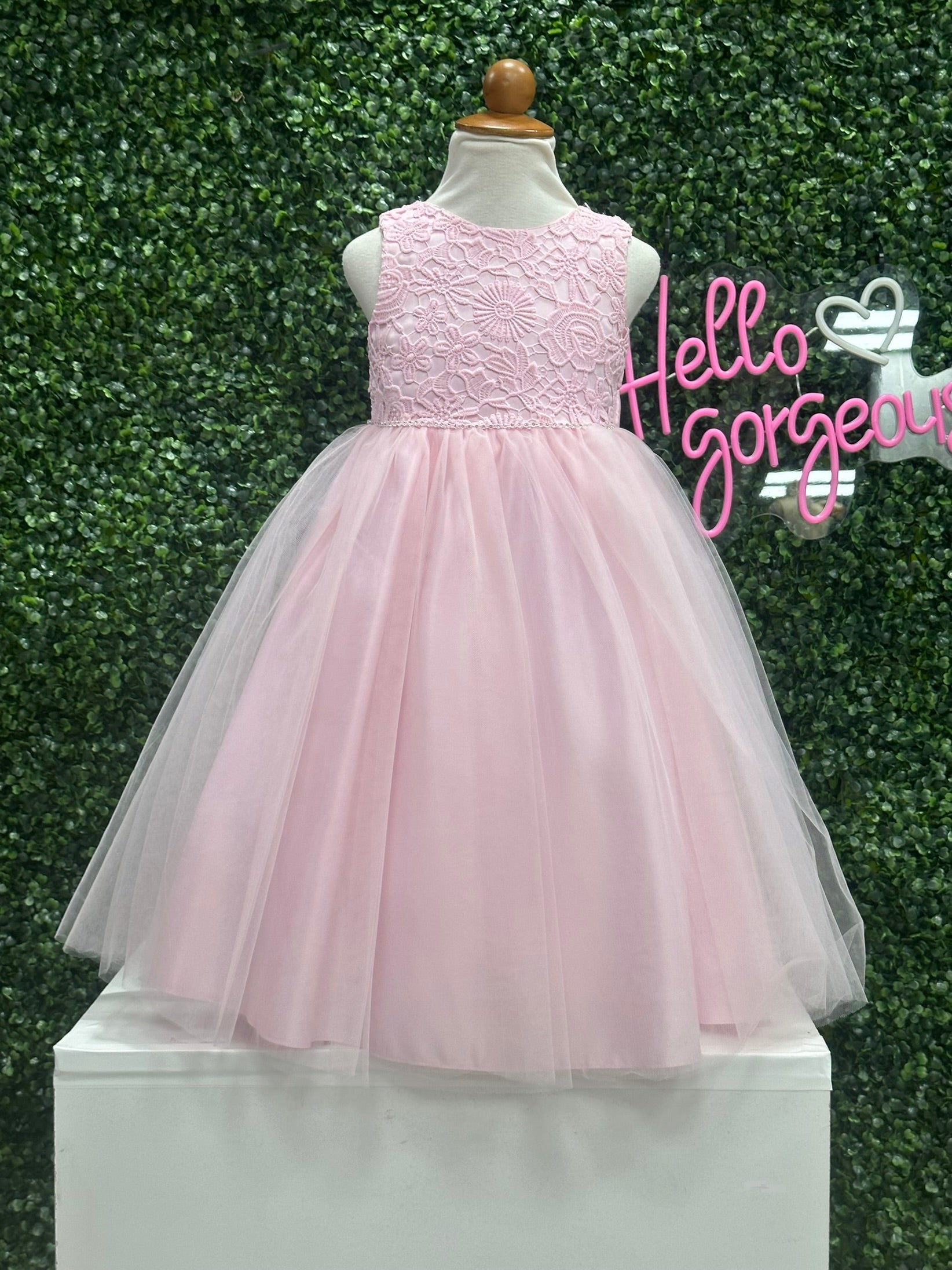 Couture Diamond Design Dress Baby Pink