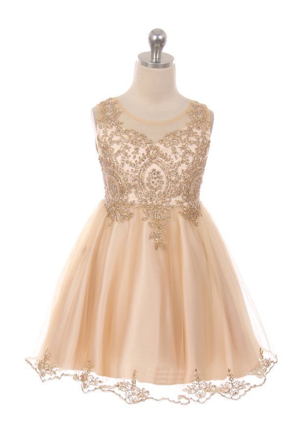 Designer Graduation Dress in Champagne