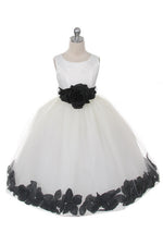 Ashley Dress with Black Petals and Sash