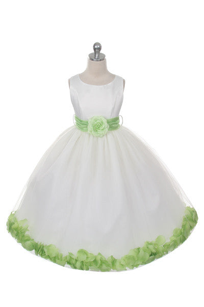 Ashley Dress with Lime Petals and Sash