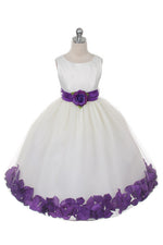 Ashley Dress with Purple Petals and Sash