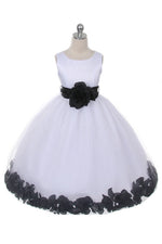 Ashley Dress with Black Petals and Sash