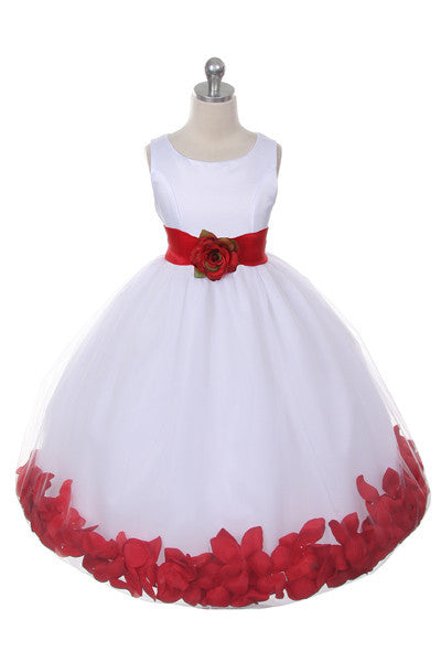 Ashley Dress with Red Petals and Sash