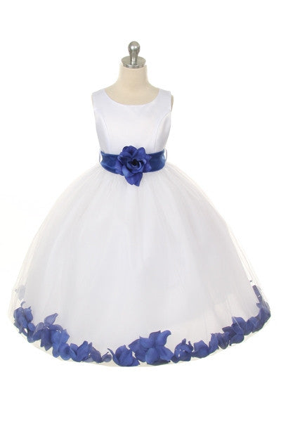 Ashley Dress with Royal Blue Petals and Sash