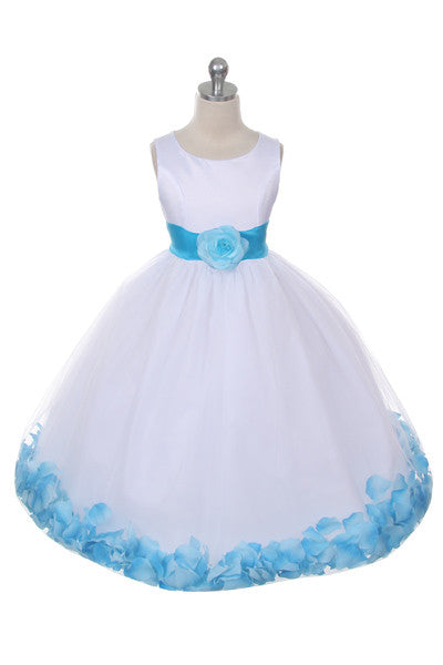 Ashley Dress with Turquoise Petals and Sash