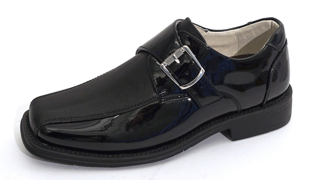 Boys Black and Satin Tuxedo Shoes