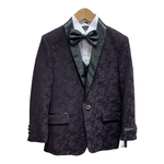 Ronaldo Purple Printed Tux Designer Skinny Grad  5 pc Suit