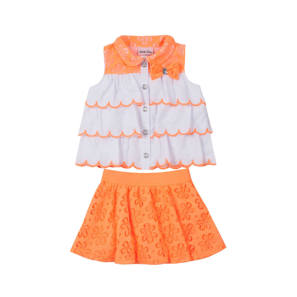 White and Orange Skirt Set