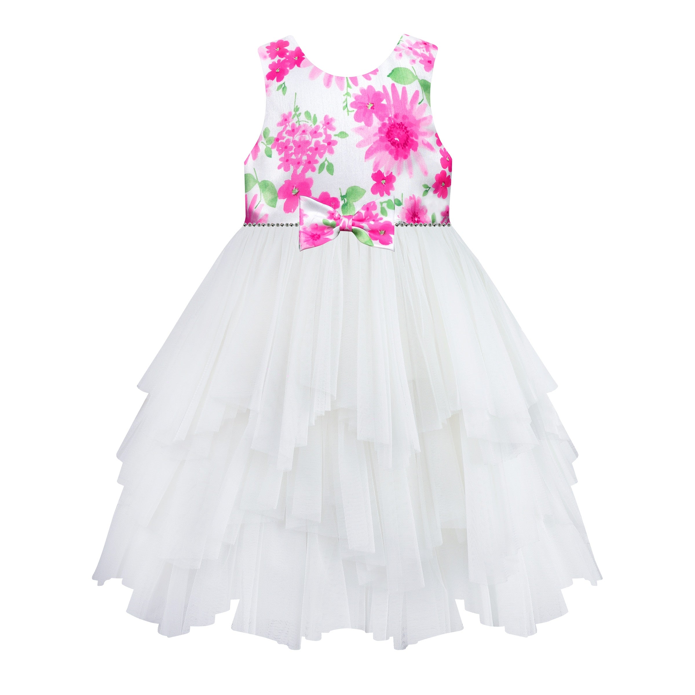 Fuchsia Print Ruffle Dress