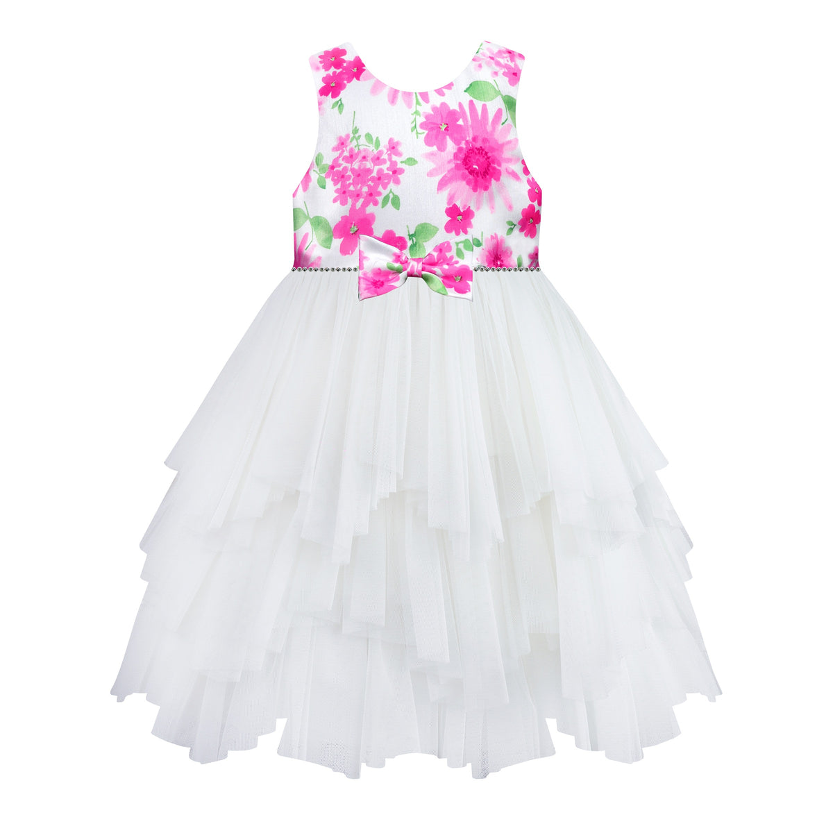 Fuchsia Print Ruffle  Dress