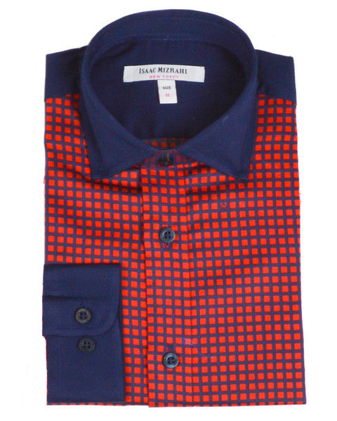 Designer Red and Blue Plaid Dress Shirts