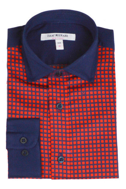 Designer Red and Blue Plaid Dress Shirts