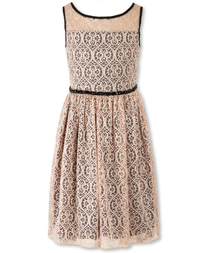 Paparazzi Designer Lace Pleated Dress in Pink and Black