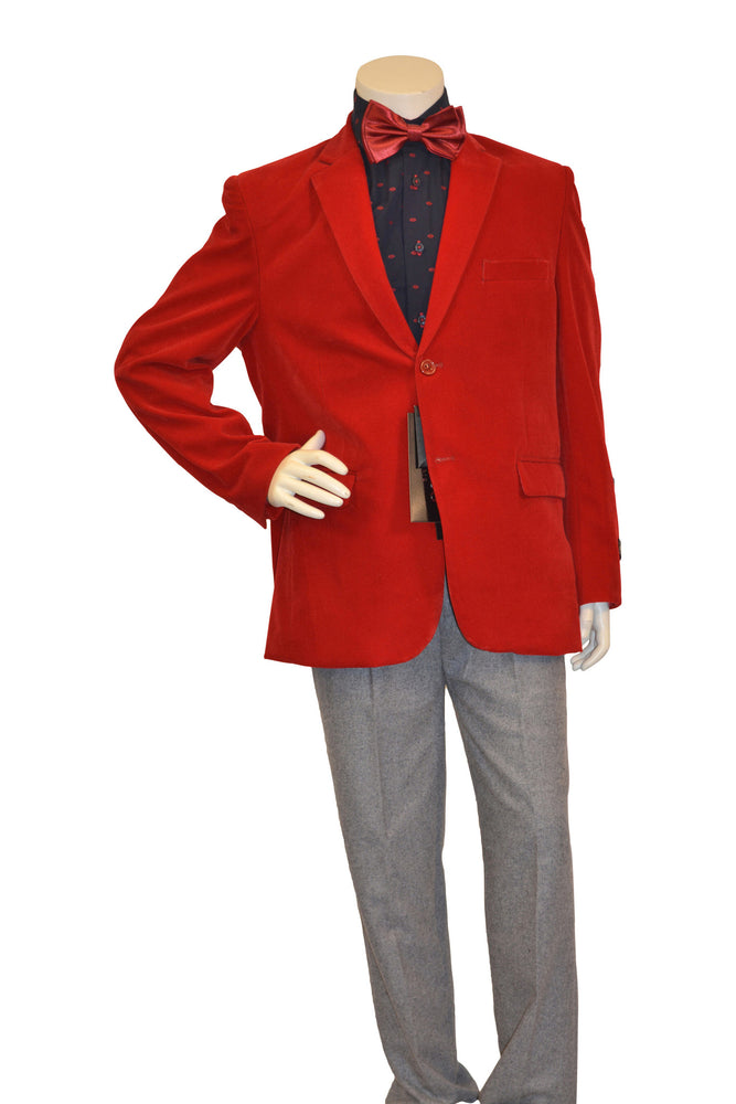 Ronaldo Boys Designer Single-Breasted Red Velvet Blazer Jacket