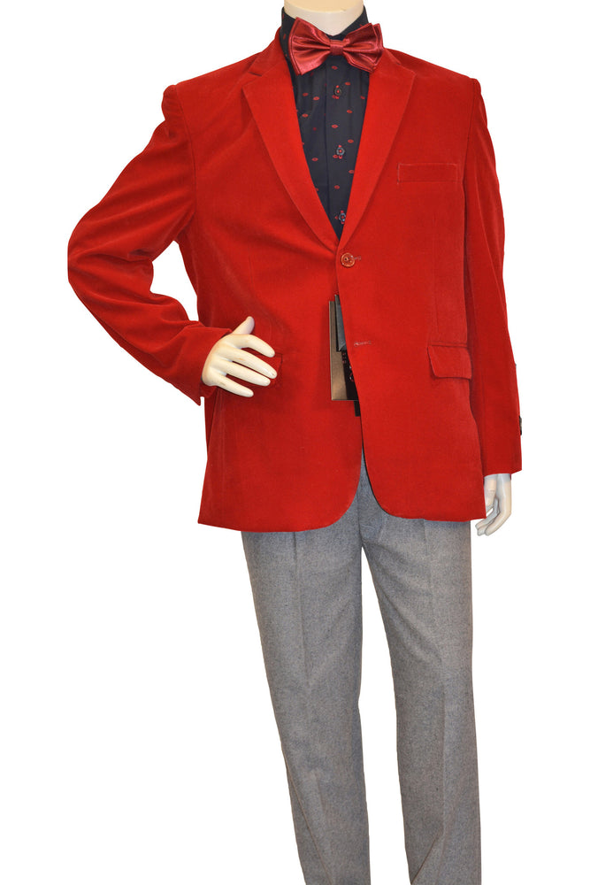 Ronaldo Boys Designer Single-Breasted Red Velvet Blazer Jacket