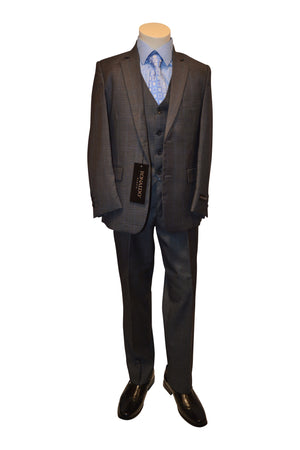 Ronaldo Charcoal Grey Plaid 5 pc Suit