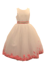 Ashley Dress with Red Petals and Diamond Crusted Ribbon